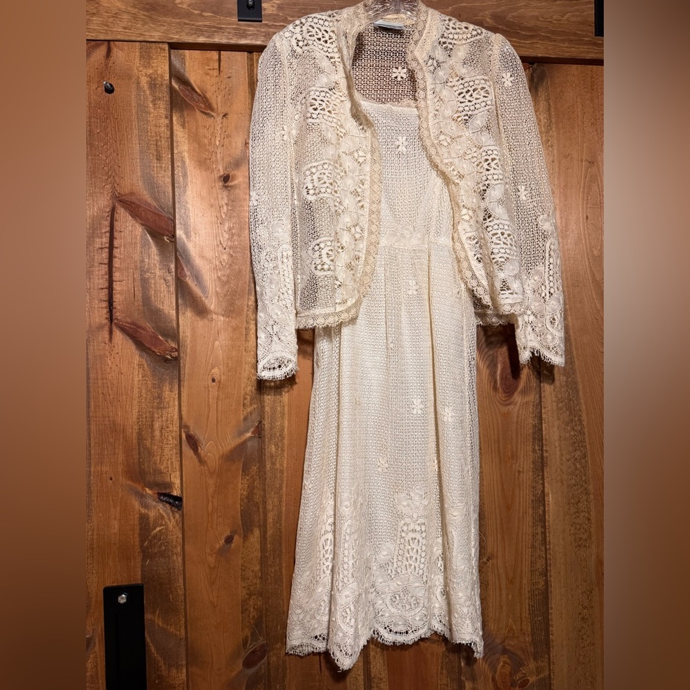 Elegant Samuel Blue Cream Lace Mini Dress with Jacket